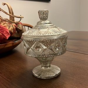 Anthropologie Mercury Glass Dish with Lid Candy or Jewelry Dish
